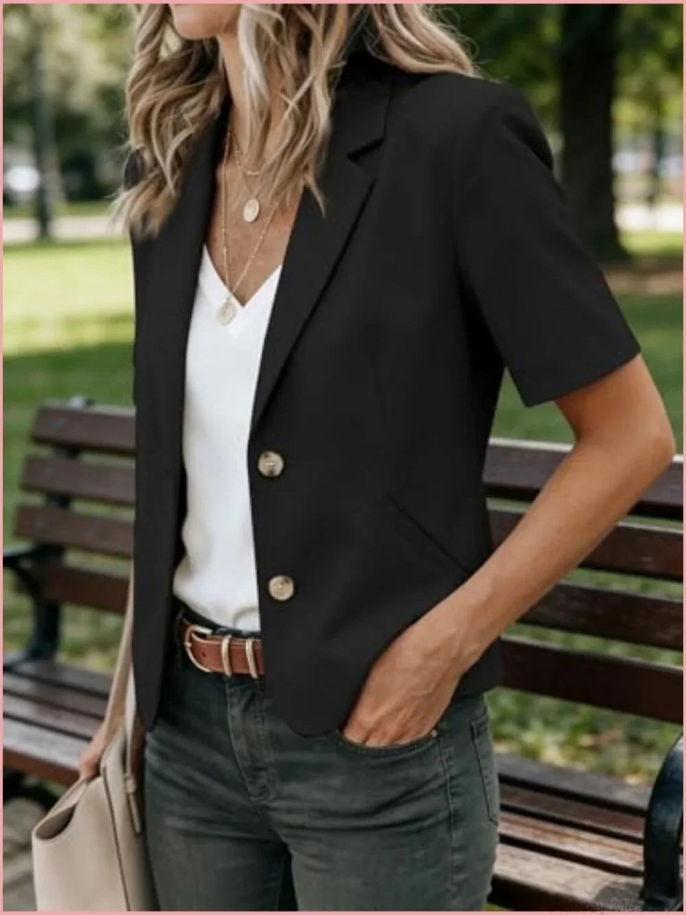 Short Sleeve Cropped Blazer Lightweight Open Front Jacket